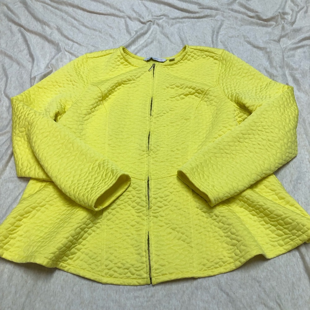 Isaac Mizrahi Live! Bright Yellow Spring Jacket Colorful Quilted Lightweight